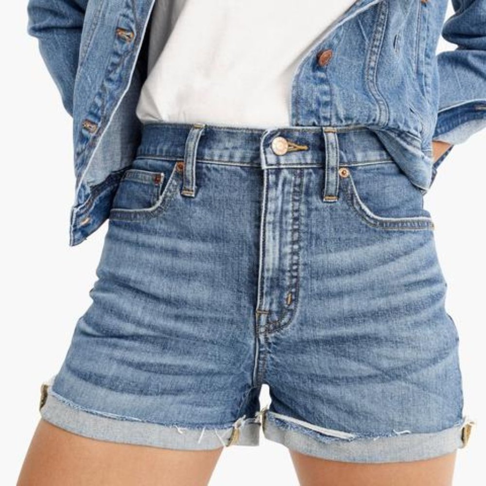 J.Crew High-rise eco denim short in faded indigo